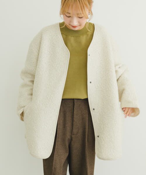 新品未使用タグ付き ボア生地ジャケットアウター セール】 ボアジャケット （ノーカラージャケット）｜＊＊URBAN