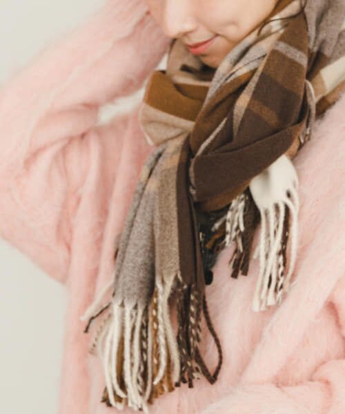 新品タグ付き　かぐれ　リネンチェックスクエアストール　アーバンリサーチ ドアーズ セール】ウールチェックストール（ストール/ショール）｜URBAN