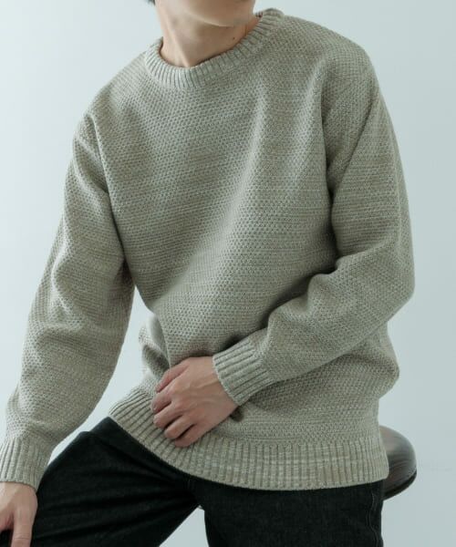 ＊＊URBAN RESEARCH ITEMS / アーバンリサーチ アイテムズ ニット・セーター | マシンウォッシャブル クルーネックカノコニット（GREGE）
