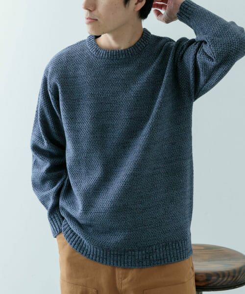 ＊＊URBAN RESEARCH ITEMS / アーバンリサーチ アイテムズ ニット・セーター | マシンウォッシャブル クルーネックカノコニット（BLU）