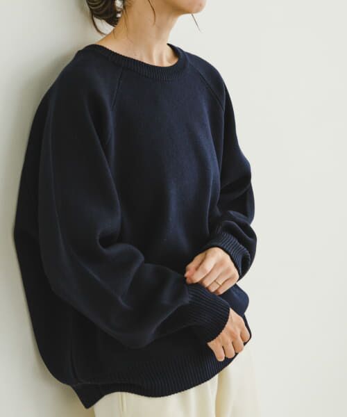 ＊＊URBAN RESEARCH ITEMS / アーバンリサーチ アイテムズ ニット・セーター | スウェットライクニットプルオーバー（NVY）