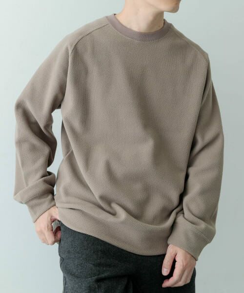 ＊＊URBAN RESEARCH ITEMS / アーバンリサーチ アイテムズ Tシャツ | 発熱機能 クルーネックラグランTops（GREIGE）