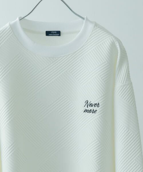 ＊＊URBAN RESEARCH ITEMS / アーバンリサーチ アイテムズ スウェット | 『XLサイズあり』刺繍ジャカードロングスリーブカットソー（WHT）