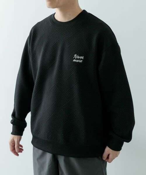 ＊＊URBAN RESEARCH ITEMS / アーバンリサーチ アイテムズ スウェット | 『XLサイズあり』刺繍ジャカードロングスリーブカットソー（BLK）