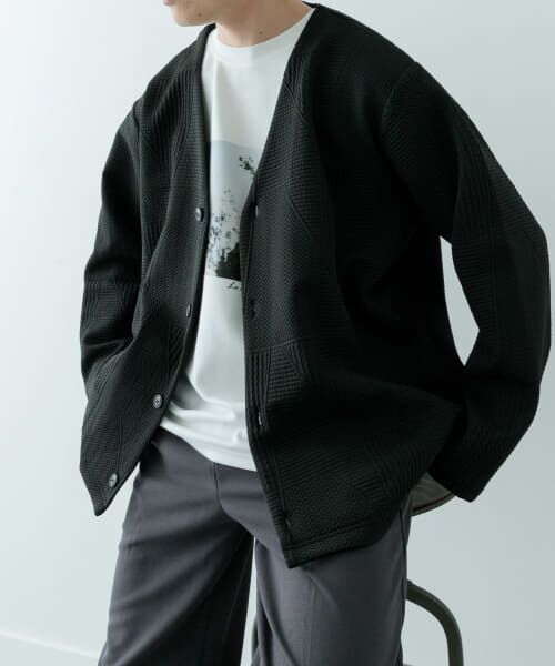 ＊＊URBAN RESEARCH ITEMS / アーバンリサーチ アイテムズ カーディガン・ボレロ | ジオメジャカード カットソーカーディガン（BLK）