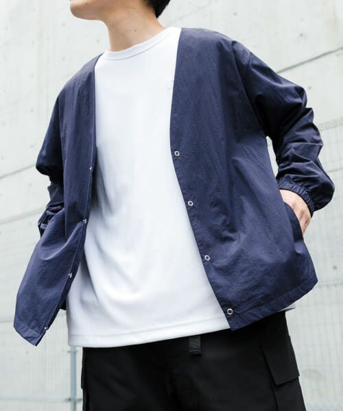 ＊＊URBAN RESEARCH ITEMS / アーバンリサーチ アイテムズ カーディガン・ボレロ | 『セットアップ対応』ナイロン リングドットボタン カーディガン（NVY）