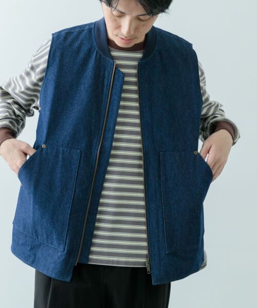 ＊＊URBAN RESEARCH ITEMS / アーバンリサーチ アイテムズ ベスト | ジップアップ コットンワークベスト（BLU）