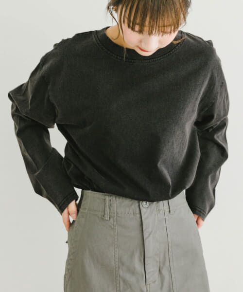 ＊＊URBAN RESEARCH ITEMS / アーバンリサーチ アイテムズ Tシャツ | ピグメントロングTシャツ（BLK）