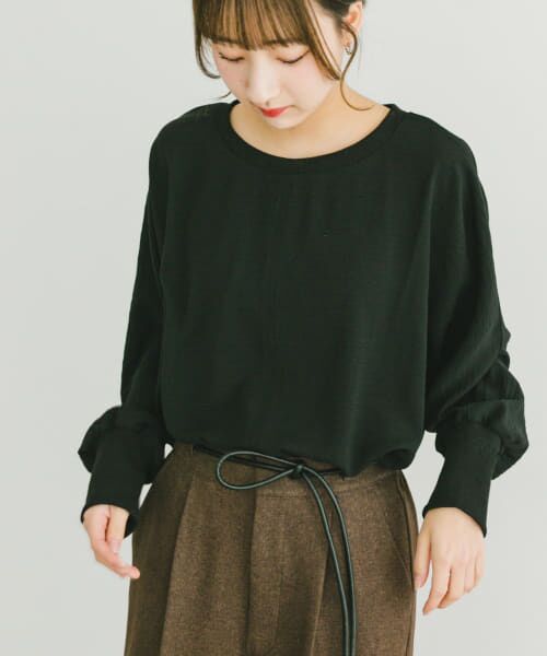 ＊＊URBAN RESEARCH ITEMS / アーバンリサーチ アイテムズ シャツ・ブラウス | リブドルマンブラウス（BLK）