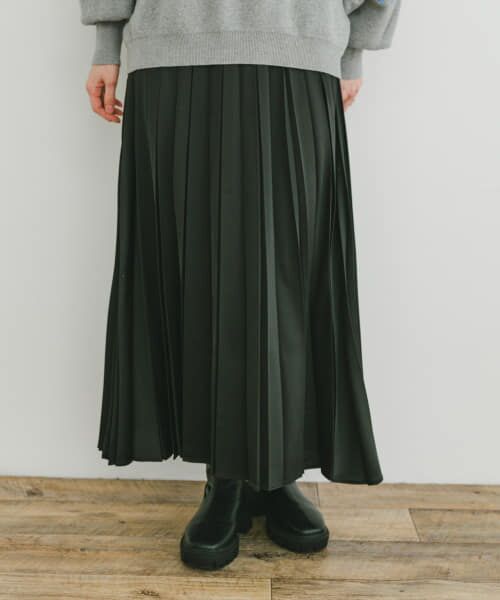 ＊＊URBAN RESEARCH ITEMS / アーバンリサーチ アイテムズ スカート | マットサテンランダムプリーツスカート（BLK）