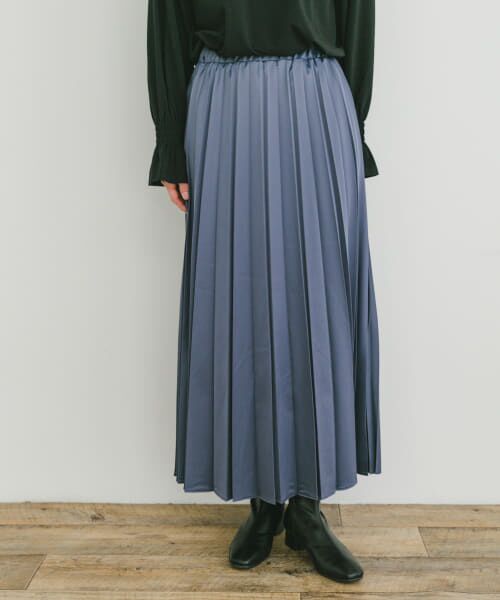 ＊＊URBAN RESEARCH ITEMS / アーバンリサーチ アイテムズ スカート | マットサテンランダムプリーツスカート（BLU）