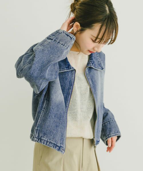 ジャケット・アウター Denim Blouson & Balloon Skirt Set BALLOON SLEEVE DENIM JACKET