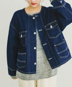 デニムノーカラージャケット