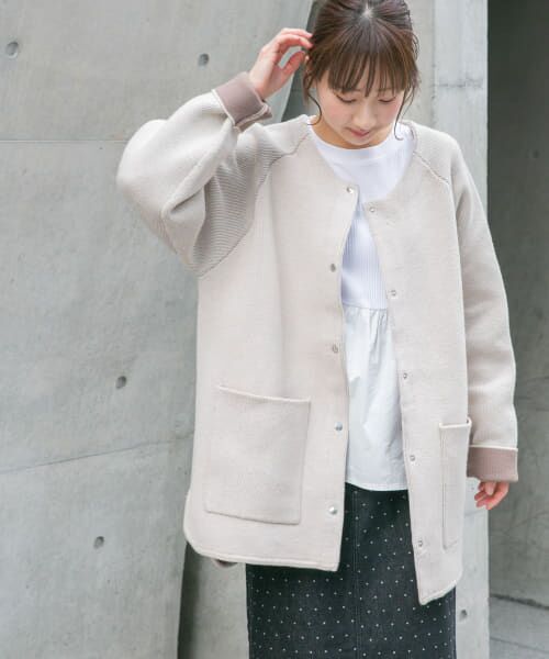 ＊＊URBAN RESEARCH ITEMS / アーバンリサーチ アイテムズ カーディガン・ボレロ | ダブルフェイスポケットカーディガン（IVO）