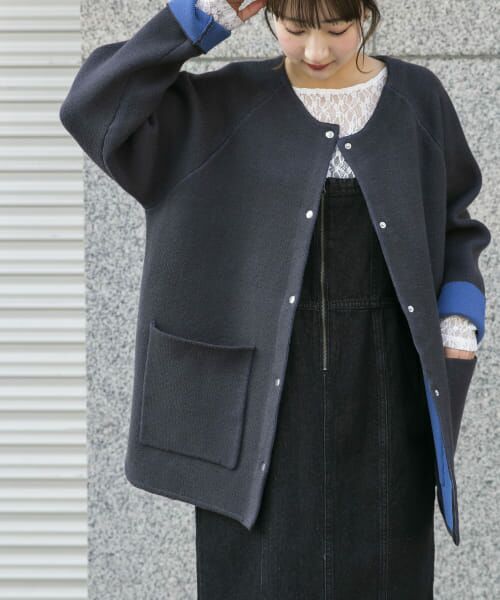 ＊＊URBAN RESEARCH ITEMS / アーバンリサーチ アイテムズ カーディガン・ボレロ | ダブルフェイスポケットカーディガン（CHA）