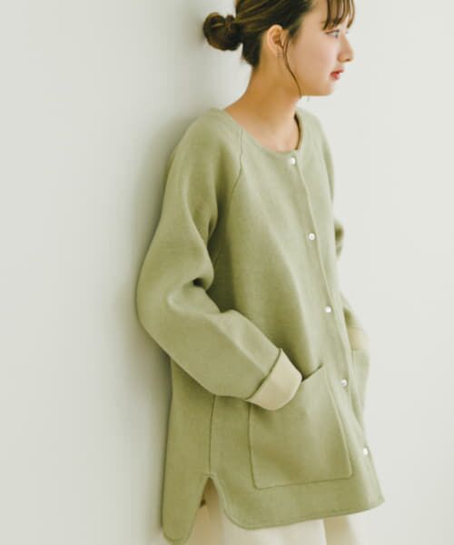 ＊＊URBAN RESEARCH ITEMS / アーバンリサーチ アイテムズ カーディガン・ボレロ | ダブルフェイスポケットカーディガン（MNT）