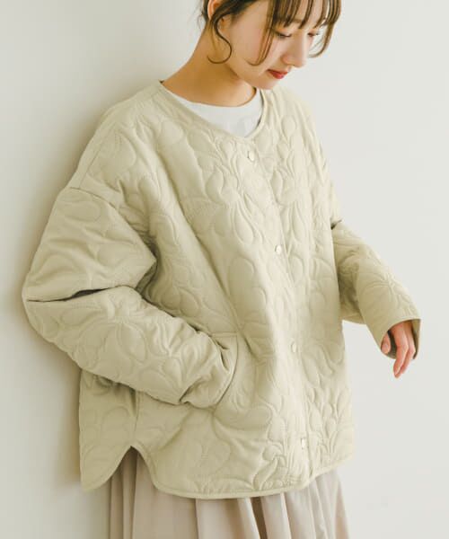 ＊＊URBAN RESEARCH ITEMS / アーバンリサーチ アイテムズ ブルゾン | ノーカラー刺繍ブルゾン（BEG）