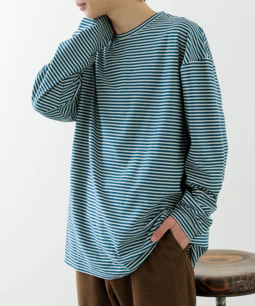 ＊＊URBAN RESEARCH ITEMS / アーバンリサーチ アイテムズ Tシャツ | 天竺ボーダーロングスリーブカットソー（BLU）