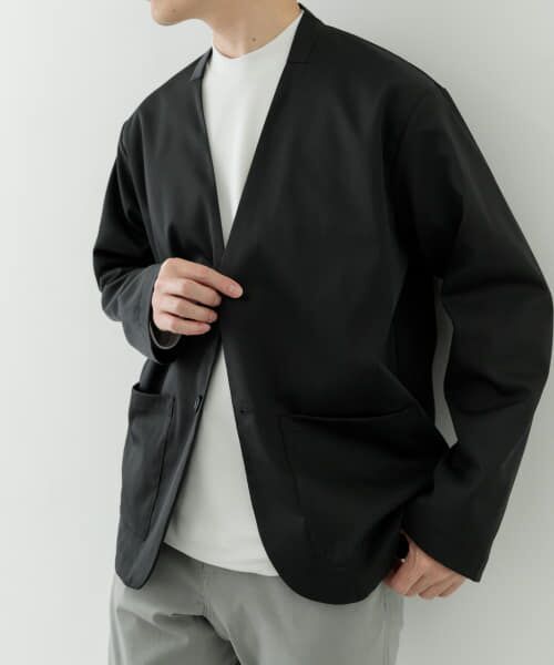 ＊＊URBAN RESEARCH ITEMS / アーバンリサーチ アイテムズ その他アウター | 『セットアップ対応』マシンウォッシャブルピケノーラペルジャケット（BLK）
