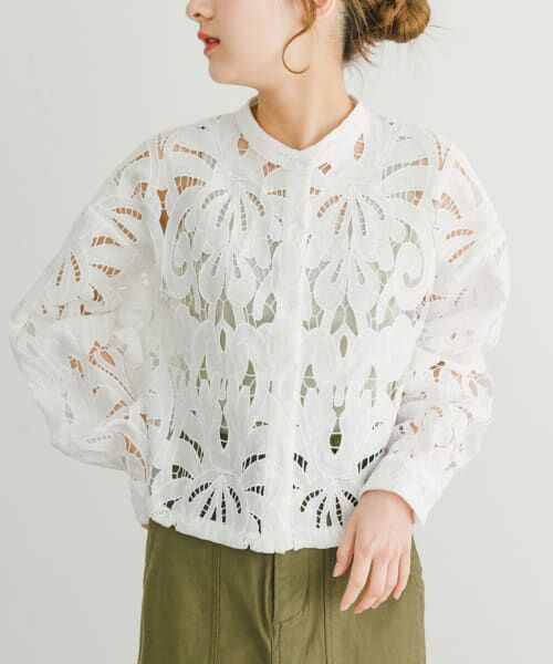 ＊＊URBAN RESEARCH ITEMS / アーバンリサーチ アイテムズ シャツ・ブラウス | レースクロップドシャツ（WHT）