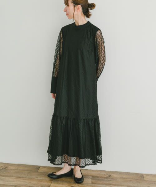 ＊＊URBAN RESEARCH ITEMS / アーバンリサーチ アイテムズ ワンピース | シアーハイネックワンピース（BLK）