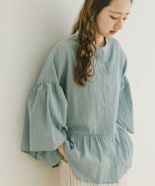 ＊＊URBAN RESEARCH ITEMS / アーバンリサーチ アイテムズ シャツ・ブラウス | バンドカラーティアードシャツ（BLU）