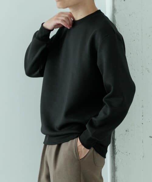 ＊＊URBAN RESEARCH ITEMS / アーバンリサーチ アイテムズ スウェット | ストレッチダンボール クルーネックプルオーバー（BLK）