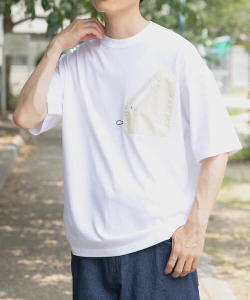 セール】 ジップポケットキリカエクルーネックTシャツ （Tシャツ