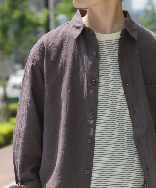 ＊＊URBAN RESEARCH ITEMS / アーバンリサーチ アイテムズ シャツ・ブラウス | 『セットアップ対応』天然素材リネンコットンレギュラーカラーシャツ（CHA）