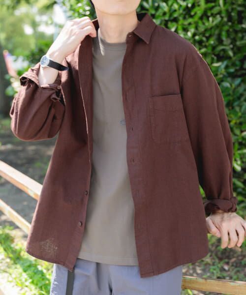 ＊＊URBAN RESEARCH ITEMS / アーバンリサーチ アイテムズ シャツ・ブラウス | 『セットアップ対応』天然素材リネンコットンレギュラーカラーシャツ（BRN）