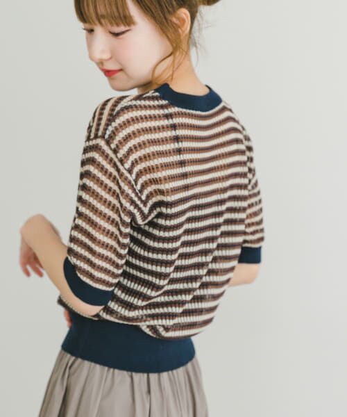 green シアーボーダー半袖ニット URBAN RESEARCH ITEMS｜シアーボーダー半袖ニット | Rakuten
