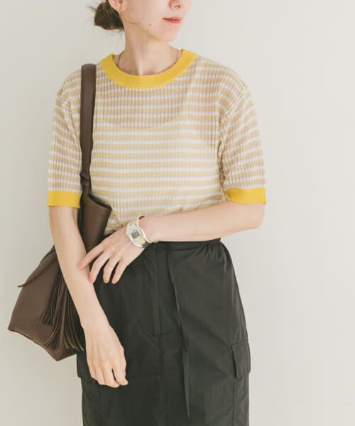 green シアーボーダー半袖ニット URBAN RESEARCH ITEMS｜シアーボーダー半袖ニット | Rakuten