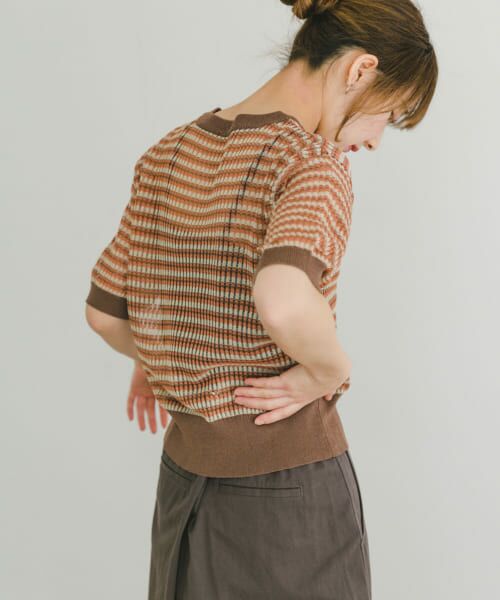 green シアーボーダー半袖ニット URBAN RESEARCH ITEMS｜シアーボーダー半袖ニット | Rakuten