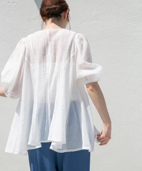 ＊＊URBAN RESEARCH ITEMS / アーバンリサーチ アイテムズ シャツ・ブラウス | ラメストーンシアーブラウス（WHT）