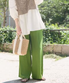 『Sサイズあり』『洗濯可』リネンレーヨンワイドパンツ