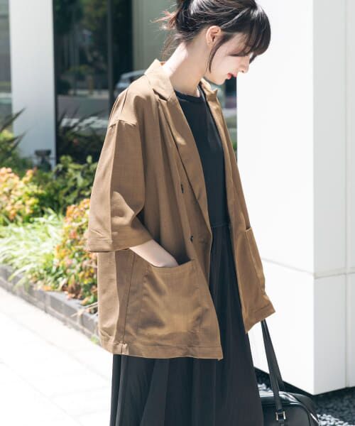 リネンライクハーフスリーブジャケット （その他アウター