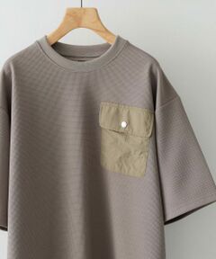 フラップポケットワッフルクルーネックTops