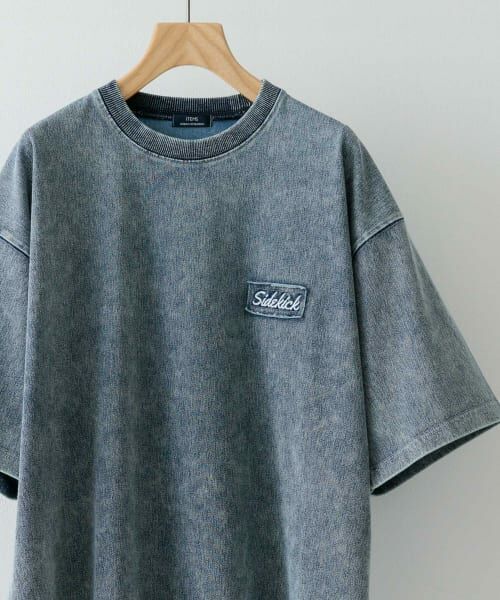 ＊＊URBAN RESEARCH ITEMS / アーバンリサーチ アイテムズ Tシャツ | ワンポイント刺繍クルーネックデニムTシャツ（BLU）