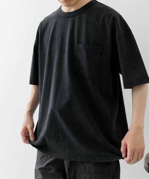 ＊＊URBAN RESEARCH ITEMS / アーバンリサーチ アイテムズ Tシャツ | フェード加工クルーネック天竺ポケットTシャツ（BLK）