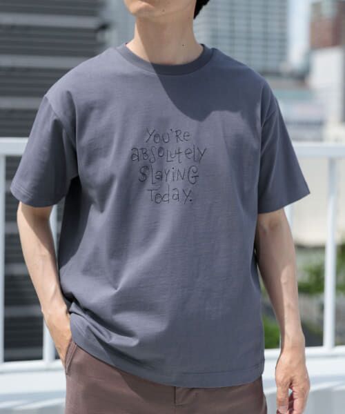 ＊＊URBAN RESEARCH ITEMS / アーバンリサーチ アイテムズ Tシャツ | レタード刺繍Tシャツ slaying today（CHA）