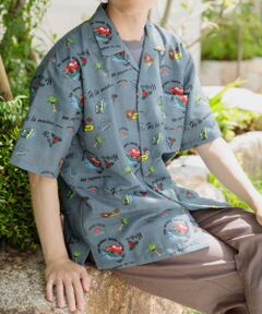 アロハプリントオープンカラー半袖シャツ