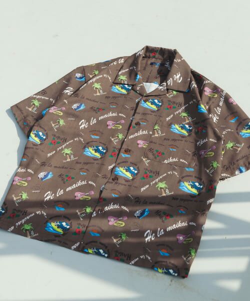 ＊＊URBAN RESEARCH ITEMS / アーバンリサーチ アイテムズ シャツ・ブラウス | アロハプリントオープンカラー半袖シャツ（BRN）