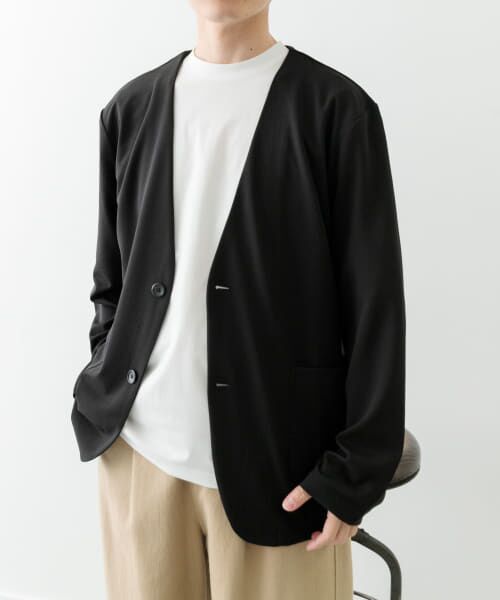 ＊＊URBAN RESEARCH ITEMS / アーバンリサーチ アイテムズ その他アウター | 梨地ジャガードノーラペルジャケット（BLK）
