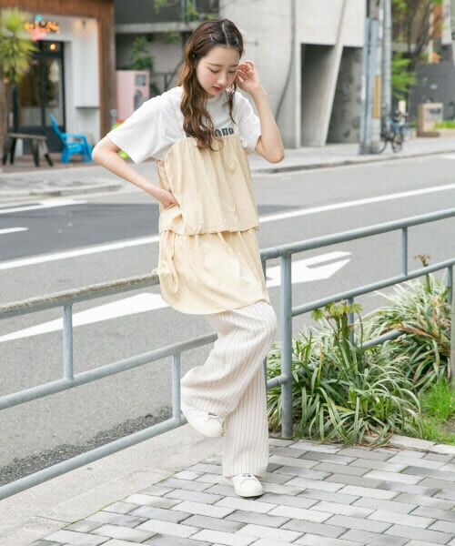 3D Embroideryチュニックキャミ ホワイト セール】 チュニックレイヤードキャミソール （チュニック