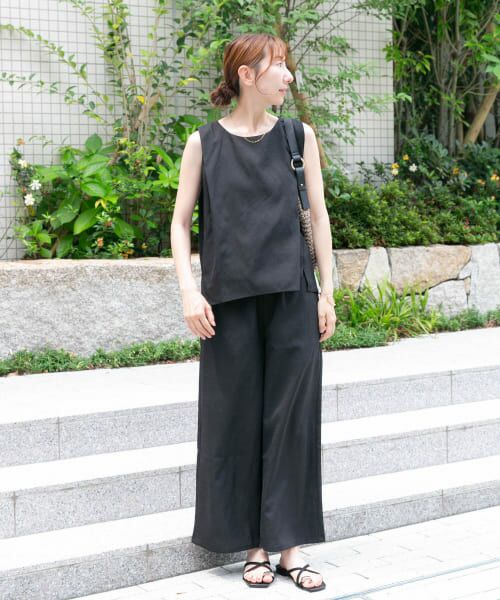 ●AUGUSTE-PRESENTATION バンドカラー●リネンセットアップ●M シアーリネンタッチパンツセットアップ - セットアップ通販