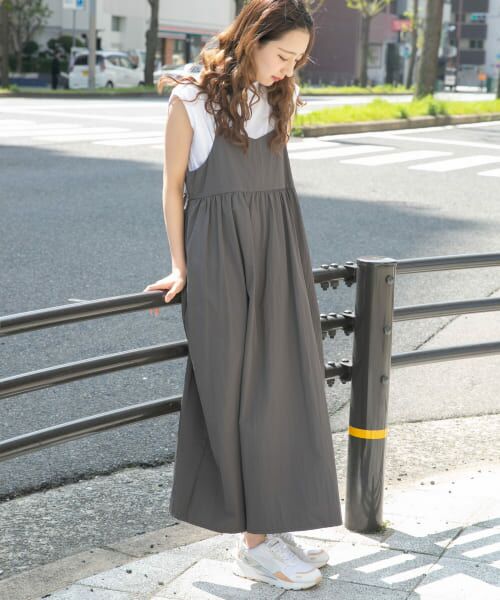 ＊＊URBAN RESEARCH ITEMS / アーバンリサーチ アイテムズ ワンピース | フレンチTシャツ×キャミワンピースセット（CHA）