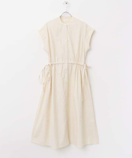 アーバンリサーチ　ウエストギャザーストライプワンピース　ブルーストライプ ITEMS URBANRESEARCH ワンピース ウエストギャザーストライプ