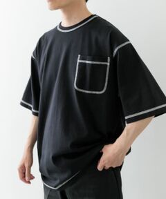 配色ステッチクルーネックTシャツ