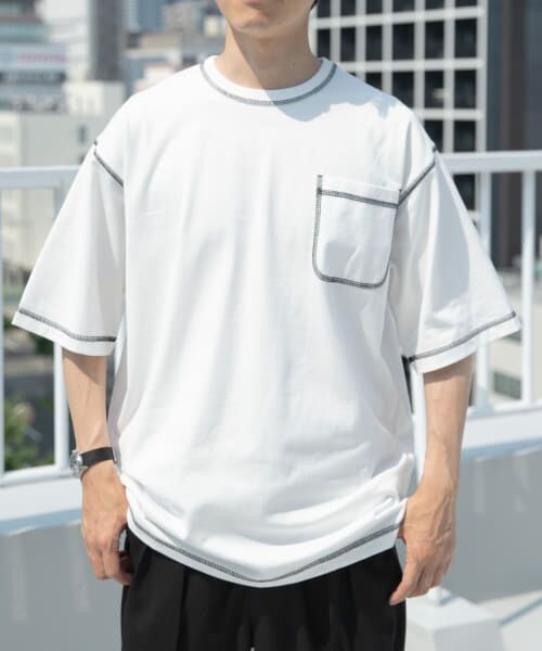 ＊＊URBAN RESEARCH ITEMS / アーバンリサーチ アイテムズ Tシャツ | 配色ステッチクルーネックTシャツ（WHT）