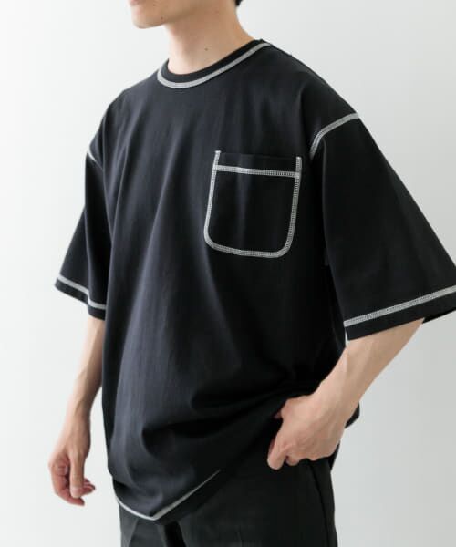 ＊＊URBAN RESEARCH ITEMS / アーバンリサーチ アイテムズ Tシャツ | 配色ステッチクルーネックTシャツ（BLK）